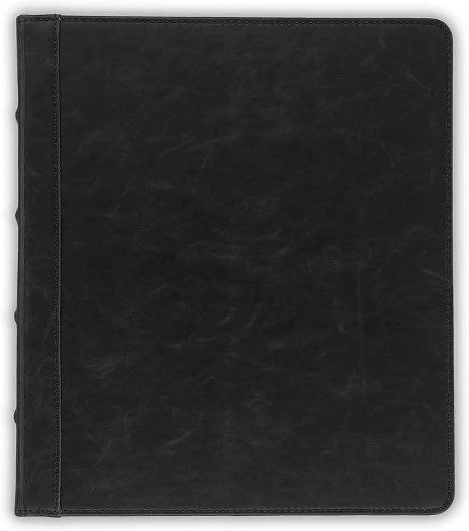 Samsill Vintage Leather 3 Ring Binder 0.5 Inch Round Ring (Holds 100 Sheets), 8.5 x 11 Inch Documents, Professional Organizer, Planner, Notebook, Black