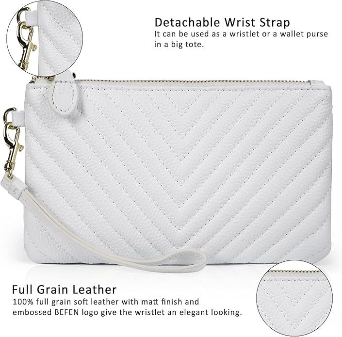 befen Genuine Leather Wristlet Clutch RFID Blocking Bag Cell Phone Wallet Purse Wristlet Wallet Purses and Handbags for Women
