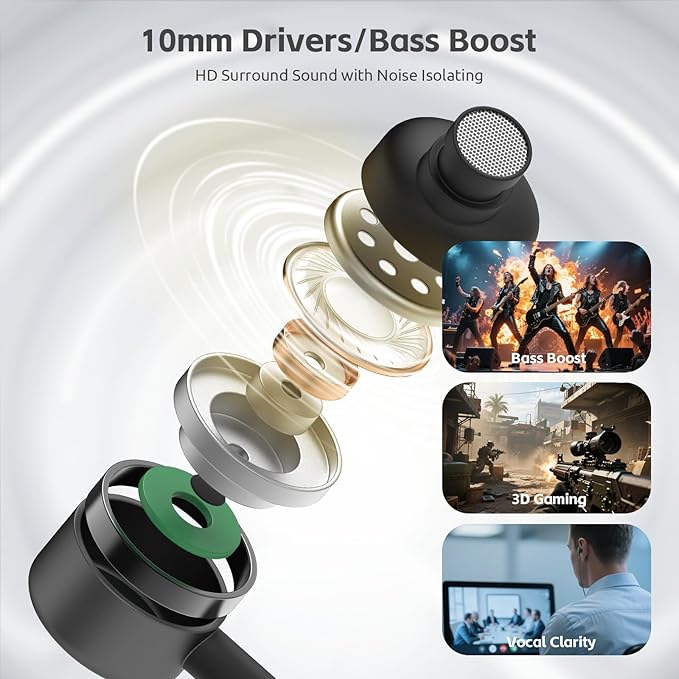 USB C Headphones for iPhone 15 16 17,for Samsung S20-S23 A53 A54 Type C Wired Earbuds,Built-in Microphone Hi-Fi Bass Earphones,4.9ft Long Cord Magnetic in-Ear Ear Buds with 6 Ear Tips(Black)