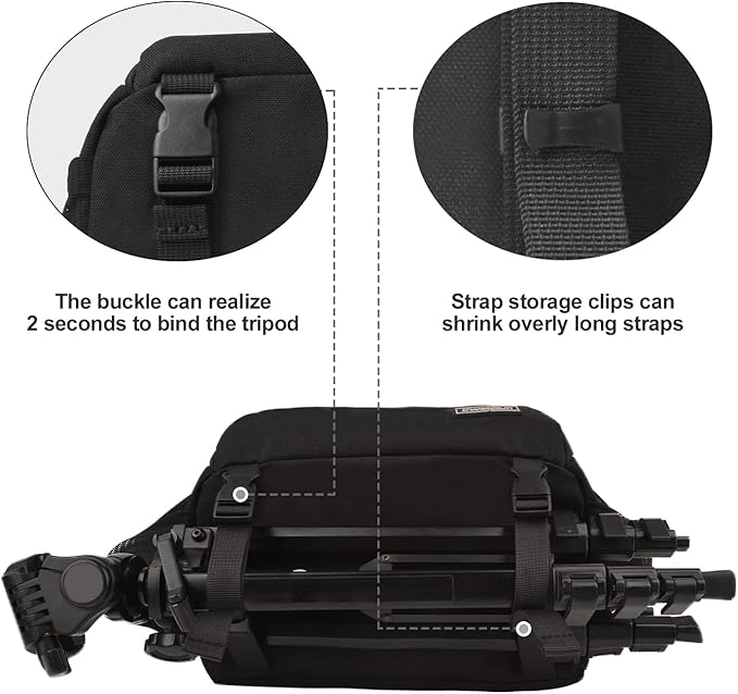 Cwatcun Camera Crossbody Shoulder Messenger Camera Case, DSLR/SLR/Mirrorless Photography Trave Sling Bag with Tripod Holder and Rain Cover for Canon, Nikon, Sony, Fuji Cameras, Lens and Accessories