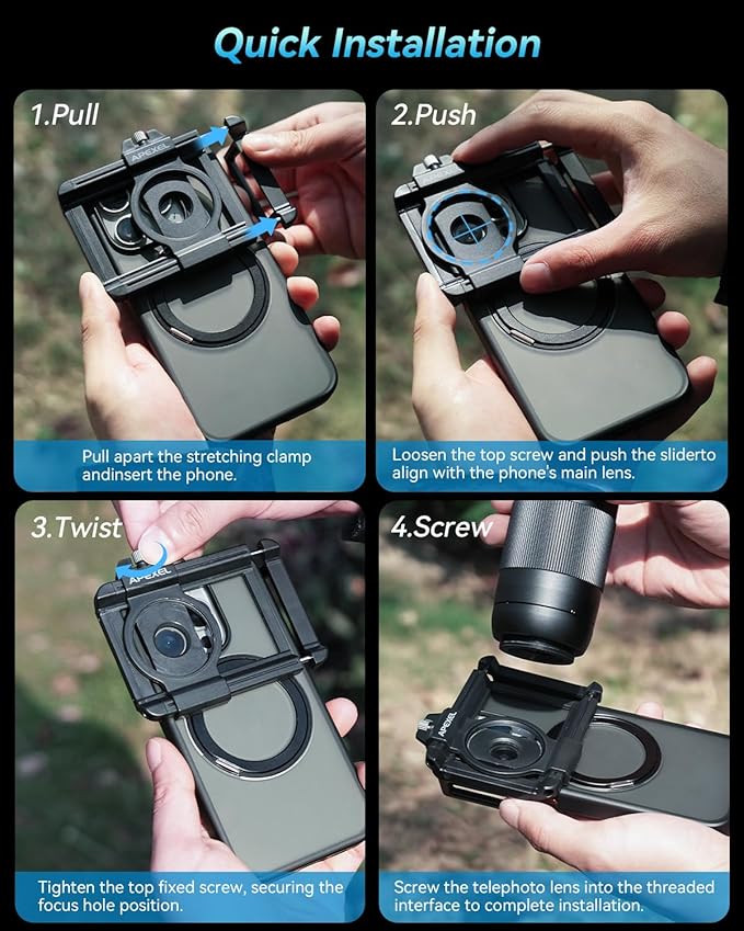Evil Eye 20-60X Zoom Telephoto Lens, High Power HD Telephoto Phone Lens with Tripod and Universal Phone Clip for iPhone 16/15/14/13 Series, Samsung, Android Phone and Most Smartphone
