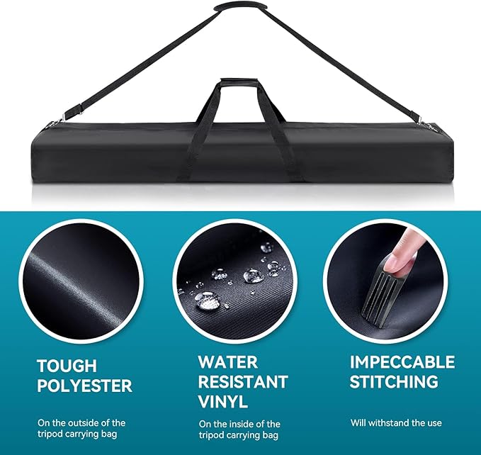 39" Long Tripod Carrying Bag for Speaker and Light Stands, Mic/Microphone Poles - with Adjustable Shoulder Strap, Heavy Duty Handle and Double Zipper