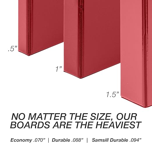 Samsill Durable 0.5 Inch Binder, Made in USA, D Ring Binder, FSC 100% Recycled Chipboard, Red, 4 Pack