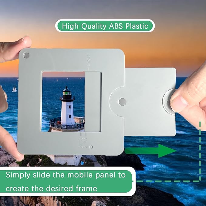 View Finder with Sliding Mechanism and Color Isolation: Essential Tools for Artists, Photographers, Painters, Durable ABS Plastic for Accurate Composition and Creative Exploration (2 Pack)
