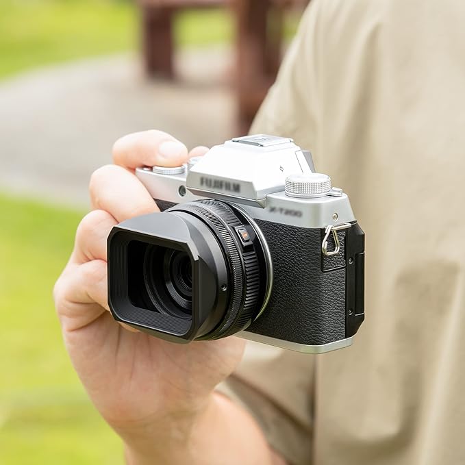 JJC Square Metal Camera Lens Hood Cover with Lens Cap Replaces LH-XF27 for Fujifilm XF 27mm F2.8 R WR & XF 27mm F2.8 Lens & XF 23mm F2.8 R WR on X-T5 X-T4 X-T3 X-T2 X-T30 II X-T20 X-T10 X-H2S X-H2