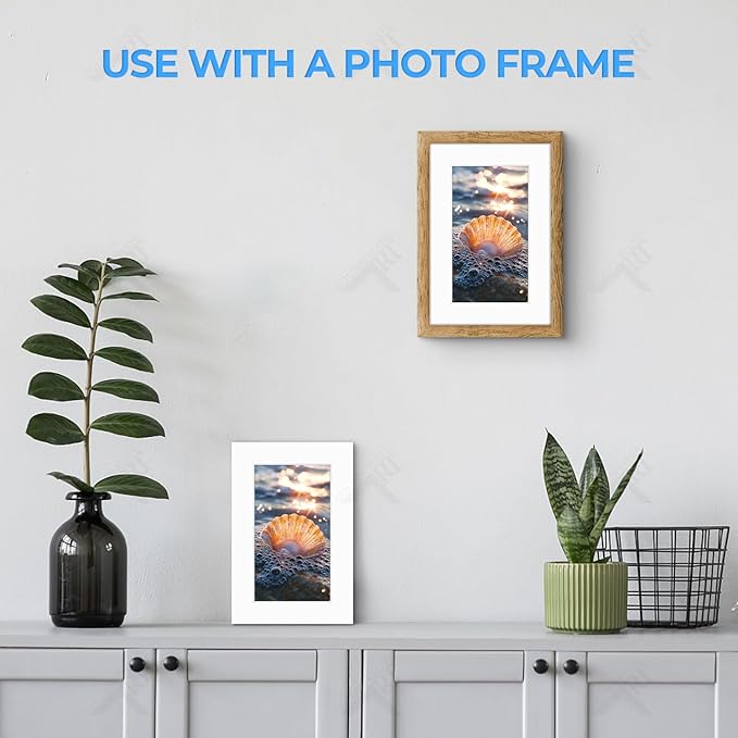 Golden State Art, Acid Free, Pack of 5, 4x6 White Picture Mats Mattes with White Core Bevel Cut for 3x5 Photo + Backing + Bags