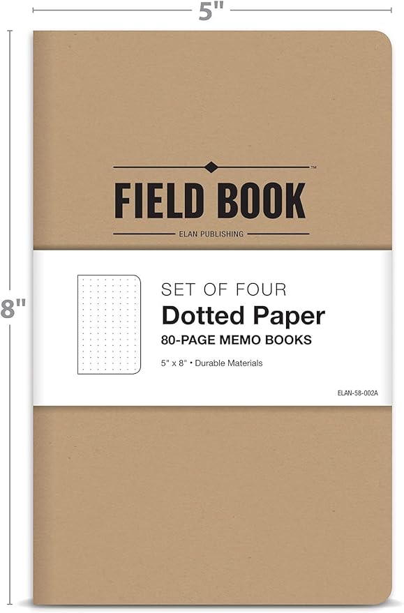 Elan Publishing Company Field Notebook/Journal - 5"x8" - Kraft - Dot Graph Memo Book - Pack of 4