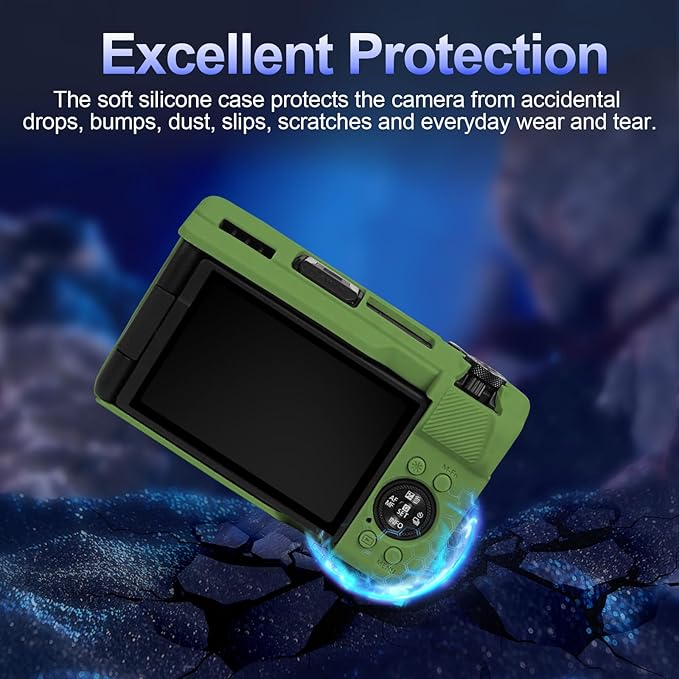 EASY HOOD V1 Case, Silicone Camera Cover with Removable Lens Cover, Soft Protector Lightweight Carrying Body Skin for Canon PowerShot V1 Digital Camera - Green