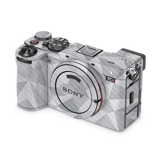 Carbon Fiber Camera Skin Compatible with Sony Alpha 7CR Camera (2023) - Gray Polygon - Premium 3M Vinyl Protective Wrap Decal Cover - Easy to Apply | Crafted in The USA by MightySkins