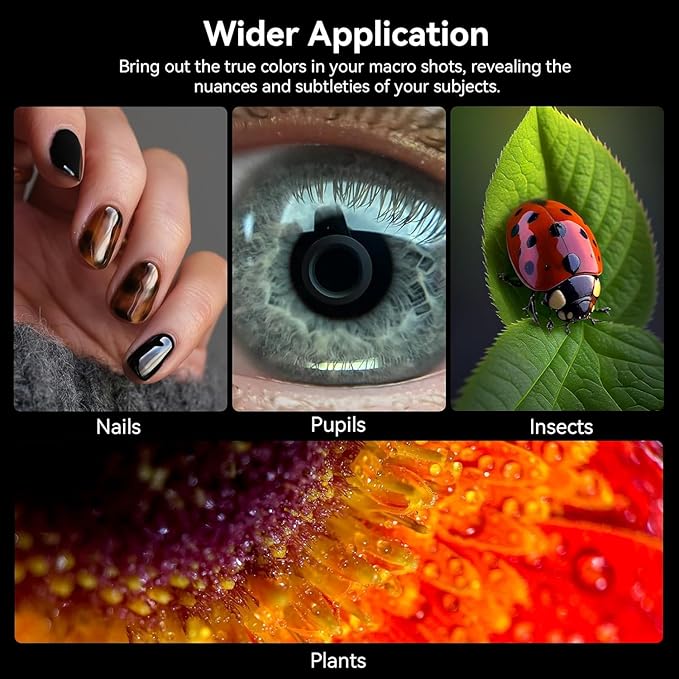 37mm+52mm Thread Macro Lens Fill Light (Only Light), Portable Phone Lens Ring Light with High Power 32 LED/CRI 95+/ 45 Light Modes, Lens Attachments for All 37mm+52mm Phone Lens/Filter/Camera Lens