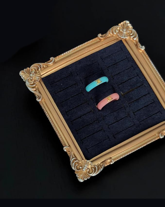 Jewelry Display Stand Vintage Ring Holder Box Earring Tray Retro Picture Frame Style Ring OrganizerJewelry Frame with Velvet