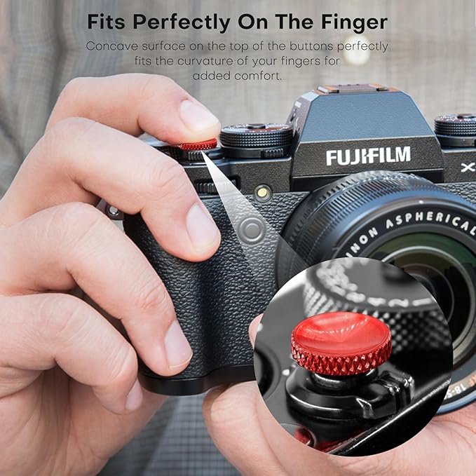 REYGEAK for Fujifilm Camera Shutter Button(4 Pack/Red) Copper Soft Shutter Release Button,Camera Shutter Button Fits for Fuji Fujifilm X100 X100VI X-T5 X-T4 X-T3 Accessories