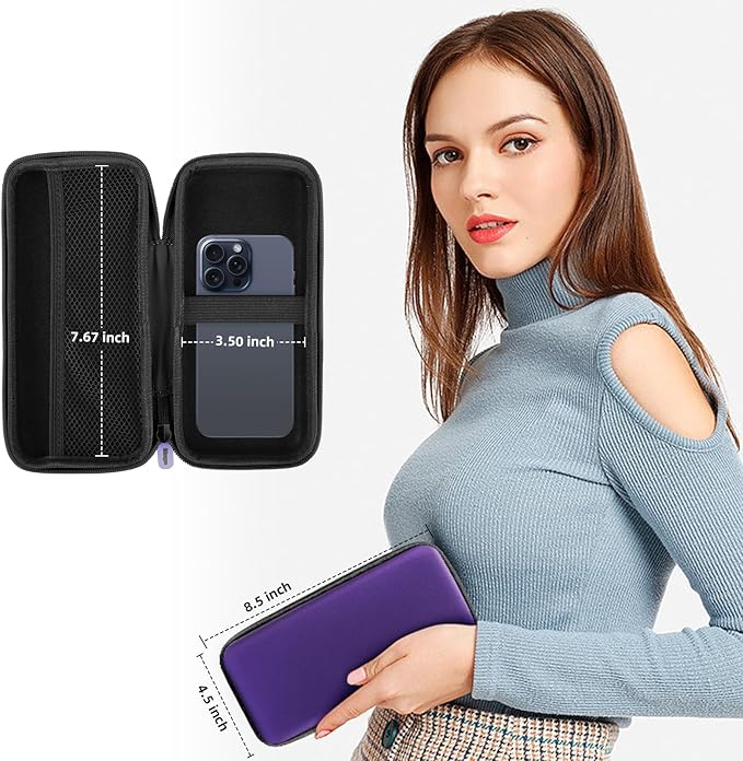 iMangoo Travel Essentials Electronics Organizer Charger Case Portable Dual Zipper Shockproof Pouch Tech Purse Cord Cable Pouches Power Bank Storage Accessories Bag for Women Men, 8.5x4.5x2 Purple
