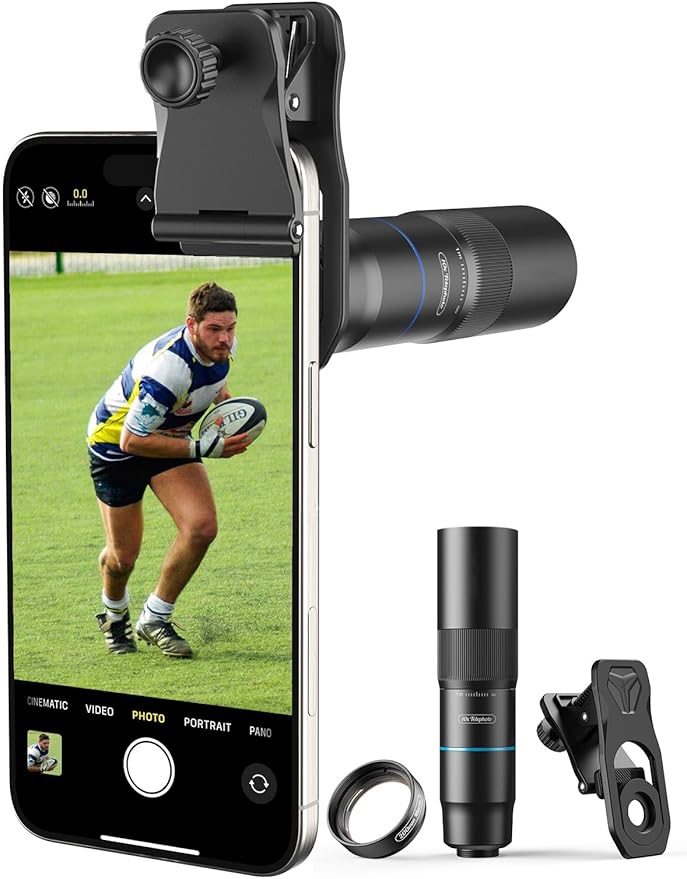 MIAO LAB 10X Telephoto Lens & 200mm Macro Lens, 2-in-1 Aluminum Phone Camera Lens Kit with Universal Clip. Phone Lens Attachment Fit for iPhone 16/15/14/13, Samsung, Android Phone and Most Smartphone