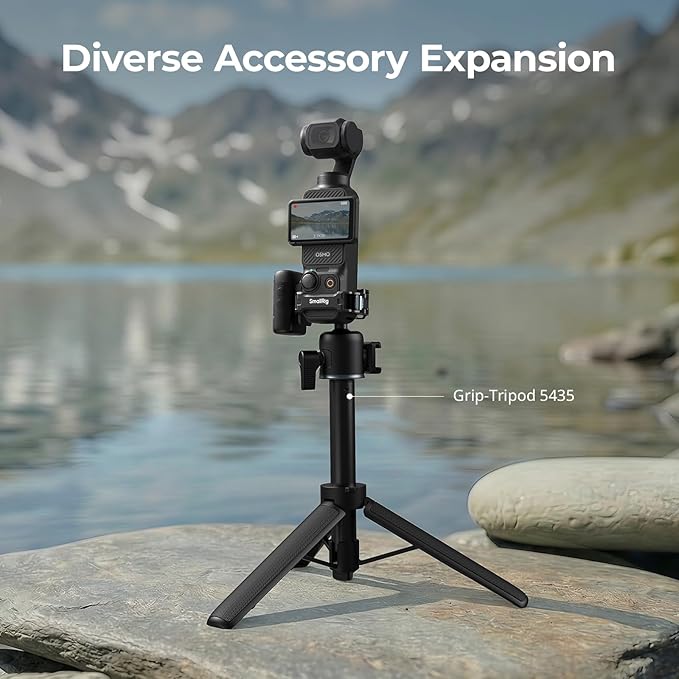 SMALLRIG Expansion Cage for DJI Osmo Pocket 3, Reversible Mounting Adapter with 1/4"-20, Cold Shoe & 2-Prong Mount, Full-Access Design, Fits Original Case - 5607