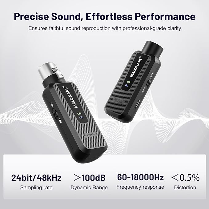 Plug on UHF 900MHz XLR Wireless Microphone Adapter, XLR Wireless Audio Transmitter & Receiver System, 164ft Range, +48V Phantom Power for Mic, Audio Mixer and PA Setup (MX-1)