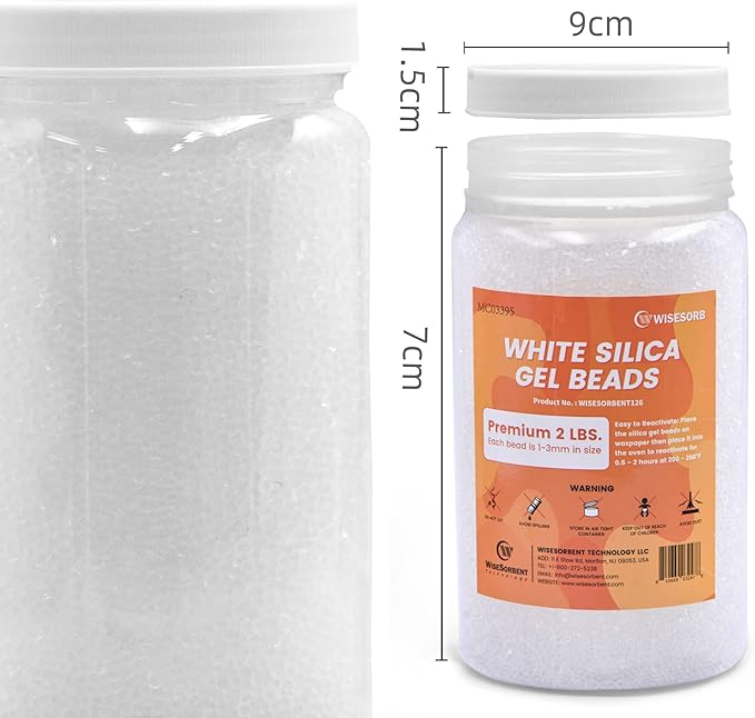12 LBS Pure White Silica Gel Desiccant Beads, 1-3mm Premium Quality Reusable Silica Beads