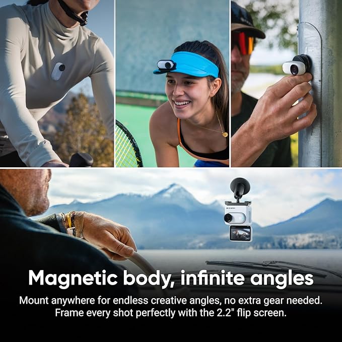 Insta360 GO 3S Cycling POV Bundle - 128 GB White 4K Tiny Portable Vlogging Camera, Hands-Free POVs, Mount Anywhere, Stabilization, 140 Min Battery Life, 10m Waterproof, Pet POV, White