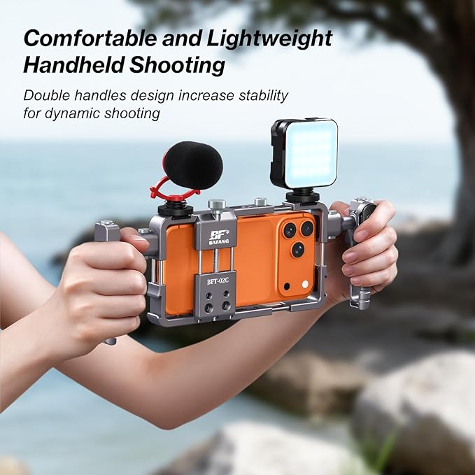 Upgraded Universal Smartphone Video Rig with Handles 67mm Filter Adapter Anti Drop, Phone Cage Stabilizer for Video Recording, Handheld Filmmaking Vlog Case Stabilizer for Videomaker