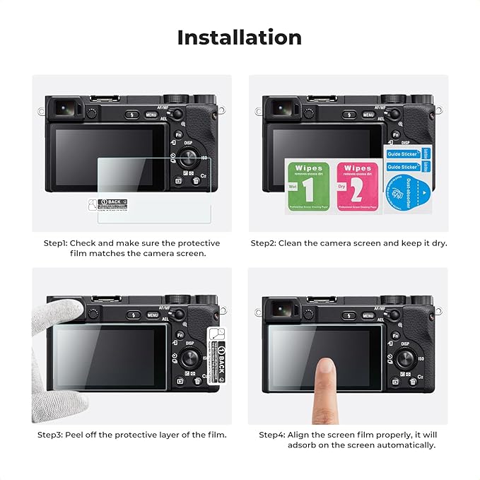 K&F CONCEPT 3 Pack Camera Screen Protector Compatible with Sony NEX 7/NEX 6/NEX 6L/NEX 5/NEX 3N/A6600/A6100/A6400/A6300/A6000/A5000, 0.3mm 9H Hardness Tempered Glass Cover Anti-Scratch Bubble-Free & Hot Shoe Cover