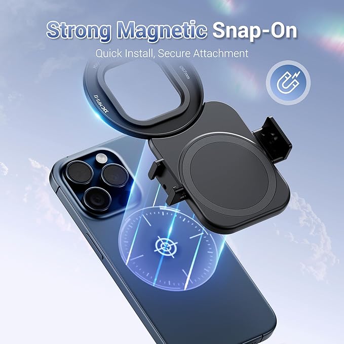 67mm Phone Lens Filter Adapter Mount for iPhone 16 15 14 Pro Pro Max Plus, Double-Sided Magnetic Phone Lens Filter Ring with 1/4-20" Screw & Cold Shoe Mount Pull-Out to fit 16 15 Pro Max (No Filters