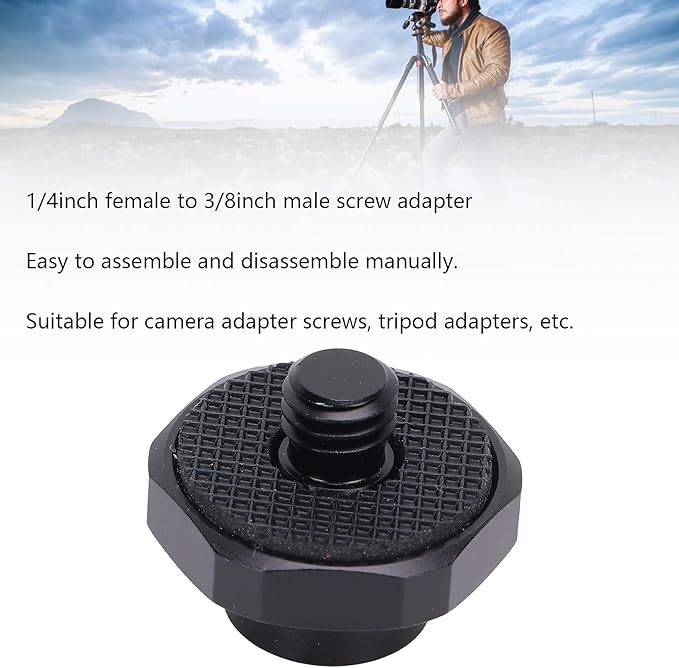 Tripod Mount Adapter, 1/4 Female to 3/8 Male Threaded Tripod Screw Adapter Camera Mount Screw for Camera Monitor, Tripod, Mount
