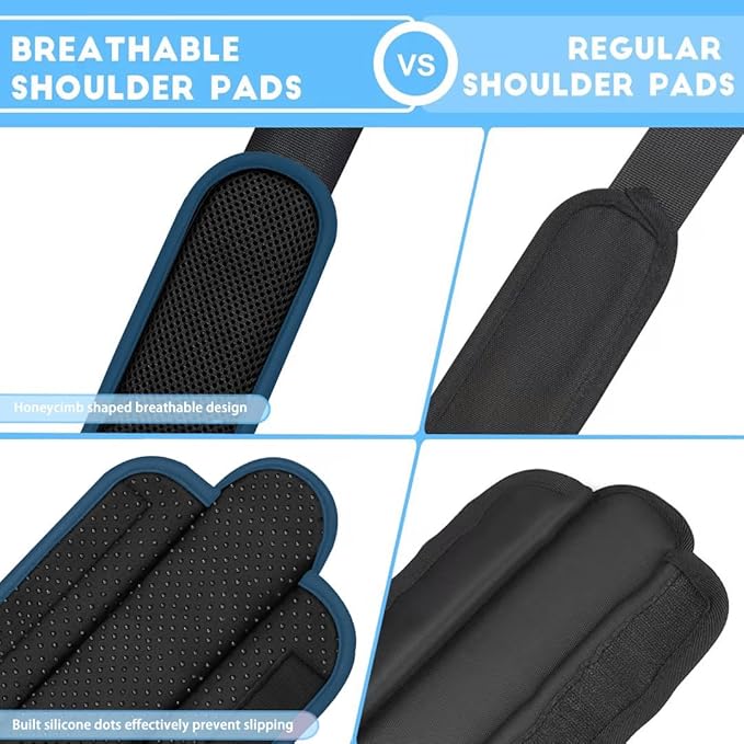 ZINZ 2-Pack Universal Shoulder Pad with Ultra Thick Cushion for Bag Luggage Bag Crossbody, Plus Long & Anti-Slip & Breathable,Black-Blue Edge