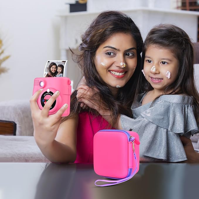 Kids Instant Print Camera Case Compatible with ESOXOFFORE for Dylanto for DUDUDRAGON for GKTZ for ETIKEZ for Dafotil for Careenoah for Aasonida Digital Video Prints Paper Bag (Box Only) Bright Pink