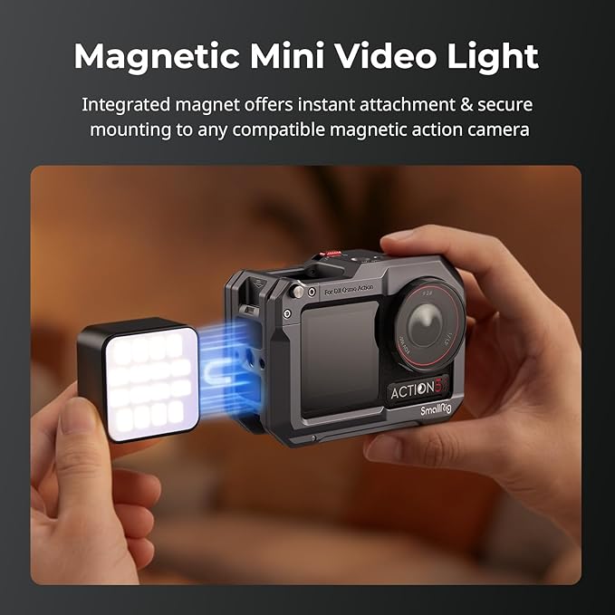 SmallRig Magnetic Mini LED Video Light for Action Cameras, 3000K-6000K, 500mAh Battery, for DJI OSMO Action 6/5Pro/4/Pocket 3/Nano, for GoPro Light, for Insta360 Ace, for Xtra Muse Accessories- 5446