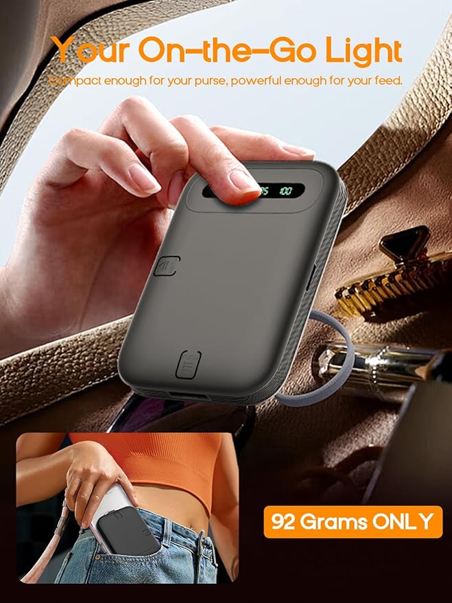 Selfie Light Rechargeable Phone Light Clip-On – Portable LED Selfie Light with 3 Color Modes & 10 Brightness Levels for iPhone, TikTok, Makeup, Vlogging, Live Streaming, Zoom