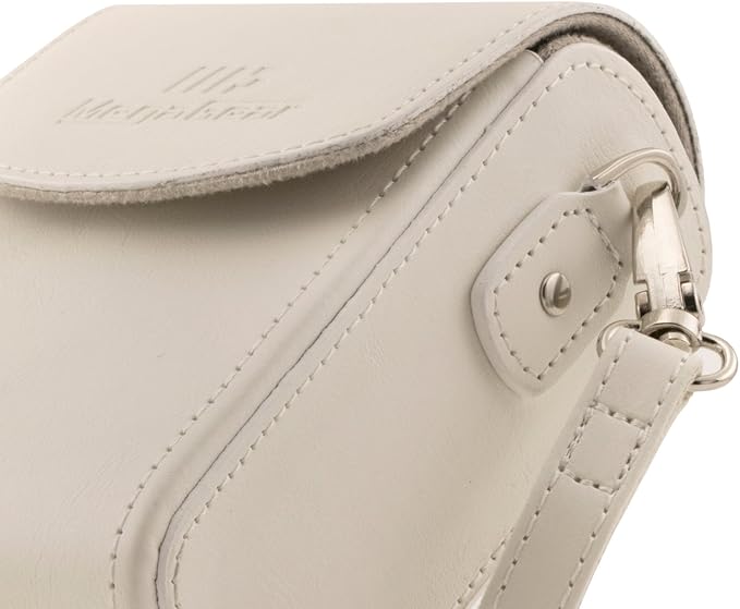 MegaGear Leather Camera Case with Strap compatible with Sony Cyber-shot DSC-RX100 V, Panasonic Lumix DMC-ZS45, DMC-ZS50, Nikon Coolpix P340, Canon PowerShot S120, Nikon Coolpix L28, White (MG1417)