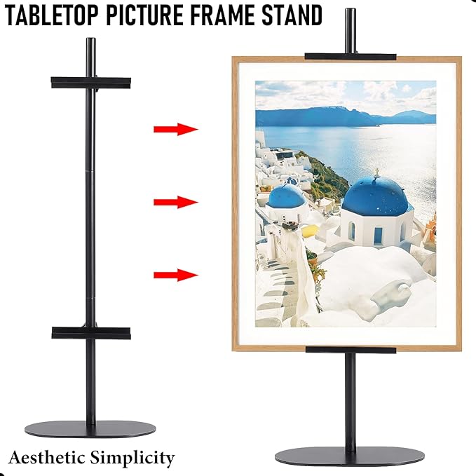 Adjustable Easel Stand, Tabletop Easel Stand for Picture Frames up to 28", Black Metal Picture Stand for Art Signs Photos, Framed Artwork Display Easel Stands for Home Events