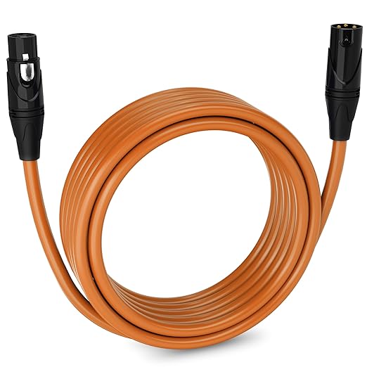 LyxPro 20 Feet XLR Microphone Cable Balanced Male to Female 3 Pin Mic Cord for Powered Speakers Audio Interface Professional Pro Audio Performance and Recording Devices - Orange