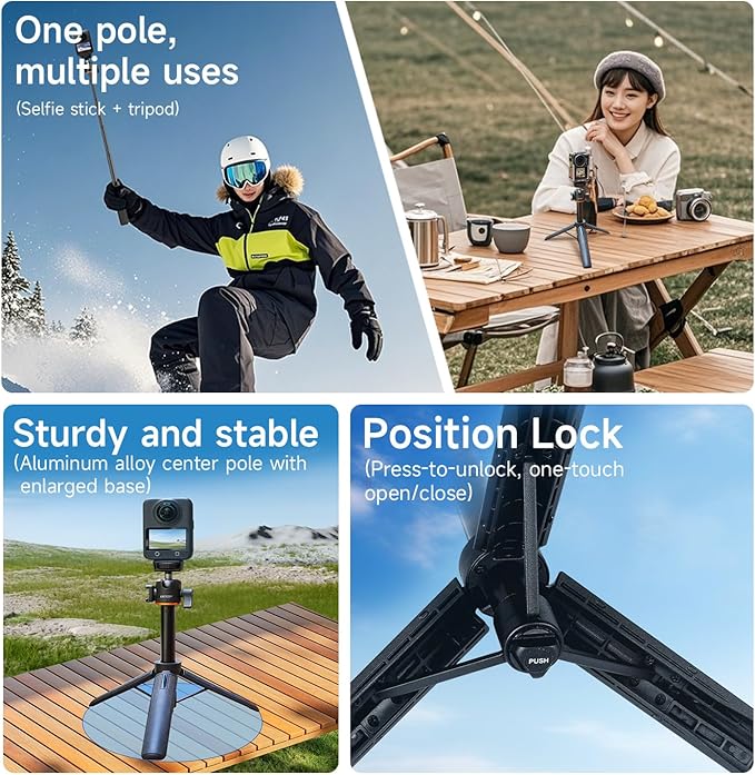 LKTOP Pocket 3 Battery Handle+Selfie Stick for DJI Osmo Pocket 3, Xtra Muse Accessories 5000mAh Fast Charger 22.5W Portable Power Stick Grips 6hr Battery Life (Charging Time: 30min Camera, 80min Self)