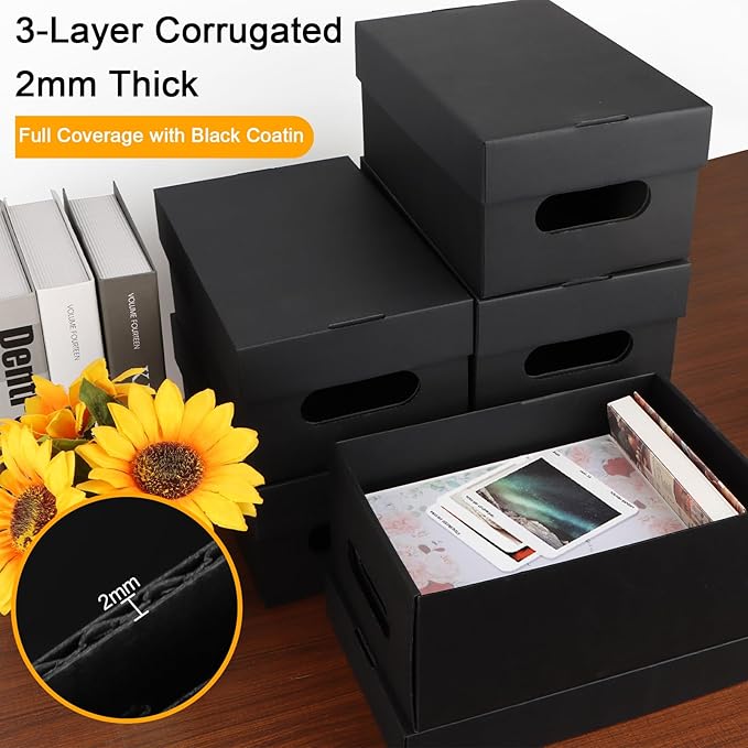 aopule 10PCS Photo Storage Box for 4"x6" Photos,10.2“ x 6.5“ x 4.7“ Picture Box Store and Protect Pictures,Documents Black