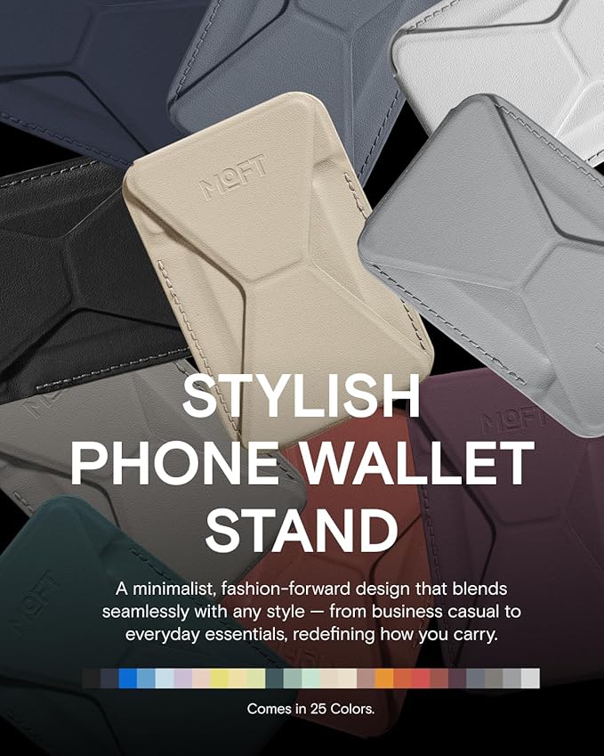 MOFT Magnetic Wallet Stand Compatible with iPhone 17/16/15/14/13/12 Series, Angle Adjustment & Magsafe Compatible MOVAS Phone Stand,Earthen Beige