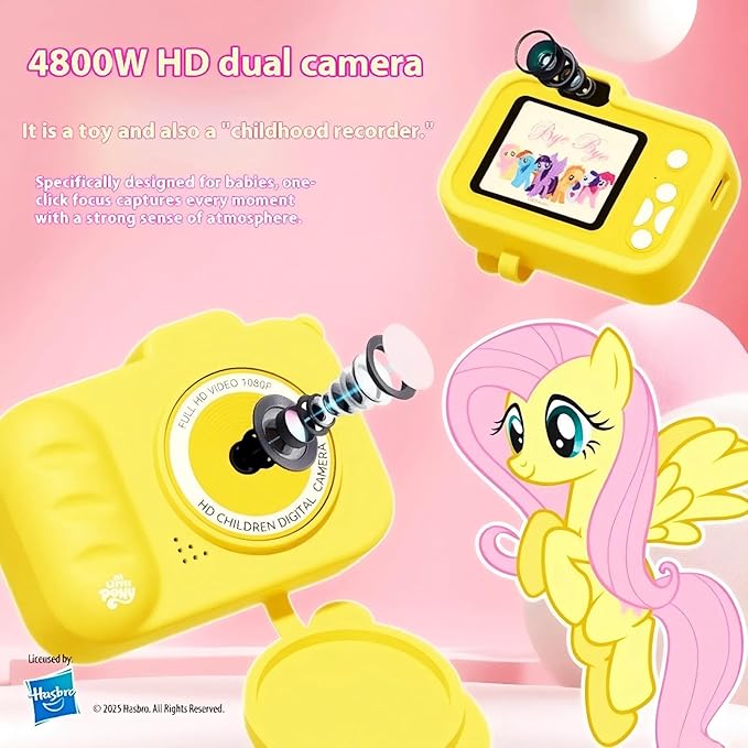 My Little Pony Magic Catcher Children's Camera，Toddler Camera 3 Year Old, Kid's Camera with SD Card，Fluttershy