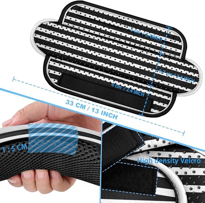 ZINZ 2-Pack Universal Shoulder Pad with Ultra thick Cushion for Bag Luggage Bag Crossbody, Plus Long & Anti-Slip & Breathable,Black White-2Pack
