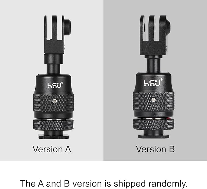HSU Cold Shoe Mount Adapter, Aluminum 1/4”-20 Screw Hole 360° Rotation Camera Tripod Mount for GoPro Hero 13/12/11/10/9/8/7/DJI Osmo Action, Applicable for Tripod Selfie Stick and DSLR Camera Flash