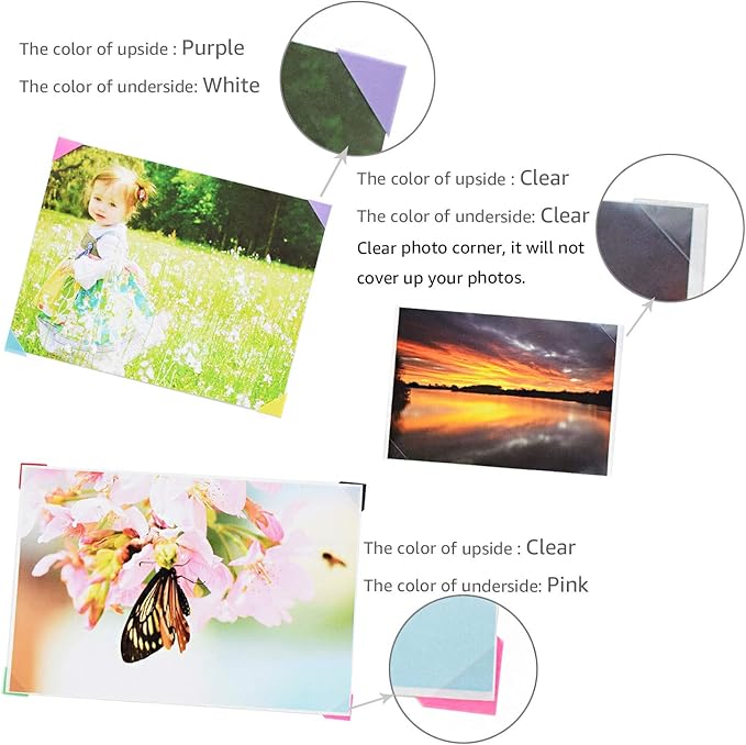 VIPbuy 2244 Count (22 Colors Assorted) Photo Mounting Corner Stickers Self Adhesive for Scrapbook Photo Albums DIY Craft, 22 Sheets