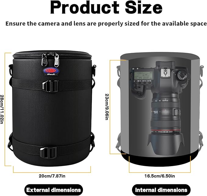 BPAULL Camera Lens Case DSLR Camera Lens Bag, Lens Pouch Fits for Canon Nikon Pentax Sony Olympus Panasonic and Other Camera Lens
