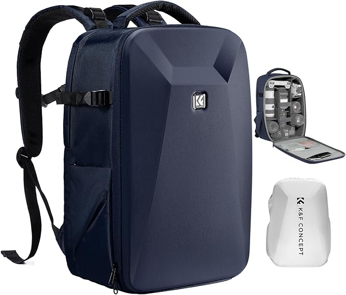 K&F CONCEPT Camera Backpack,Hardshell Photography DSLR Camera Bag with 15-15.6 Inch Laptop Compartment Hard Shell Camera Case Compatible with Canon/Nikon/Sony/DJI Mavic Drone