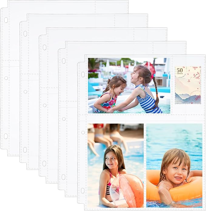 100 Pack 4x6 Photo Sleeves for 3 Ring Binder-for 600 Photos, Clear Photo Album Refill Pages, Acid Free Plastic Archival Photo Protector Sleeves, Photo Pages Sheets for 3 Ring Binder 9x11