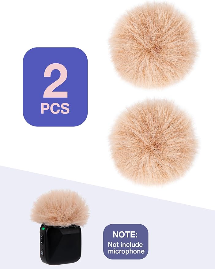 YOUSHARES Microphone Wind Muff Compatible with DJI Mic Mini - 2 Packs Furry Windproof Cover Suitable for DJI MINI 2024 Wireless to Reduce Wind Noise