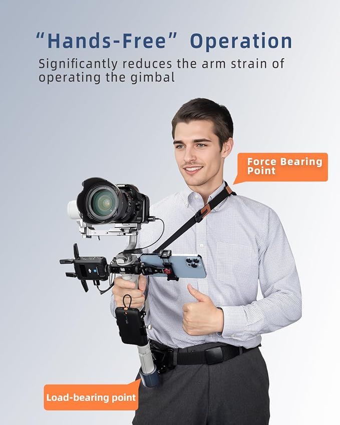Handheld Gimbal Stabilizer Accessories Load Relief Kit with Adjustable Shoulder Strap, Belt, Gimbal Cradle Support, Extension Rod. Hold Gimbal Easier and Longer. Fits DJI RS 4 mini/RS 3 mini
