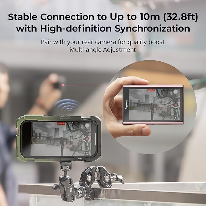 SmallRig Pink Phone Monitor Screen with Wireless Control, 1080P Wireless Recording, Magnetic Video Monitor for MagSafe for iPhone, for Vlogging Live Streaming Content Creation-5746