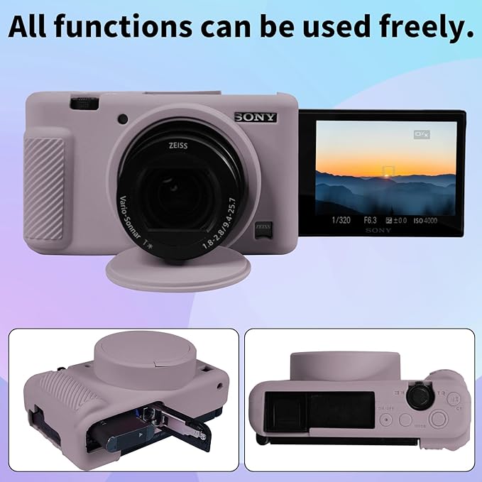 Camera Case for Sony ZV-1, ZV1 Case Silicone Cover Camera Sleeve Body Skin Protective Case with Removable Lens Cap for Sony ZV1 Digital Camera,Grey