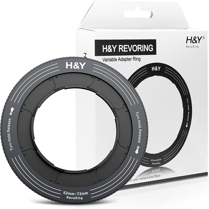 H&Y RevoRing Adjustable Step Up Ring 52-72mm to 77mm, Variable Lens Filter Adapter Ring, Universal Stepping System fits 52 55 58 62 67 72mm, Titanium Gray