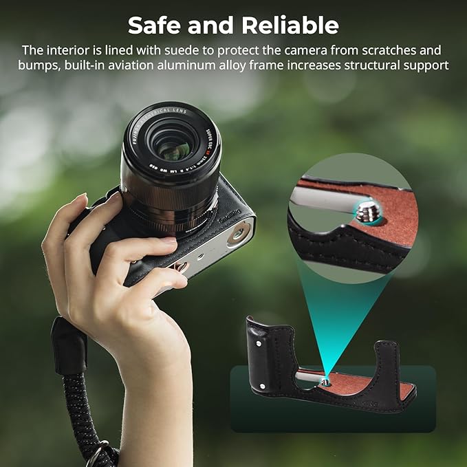 SMALLRIG X-M5 Leather Half Case Kit for FUJIFILM X-M5, Including Leather Half Case, Wrist Strap, Genuine Leather Material, Portable and Protecting (Black) - 4879