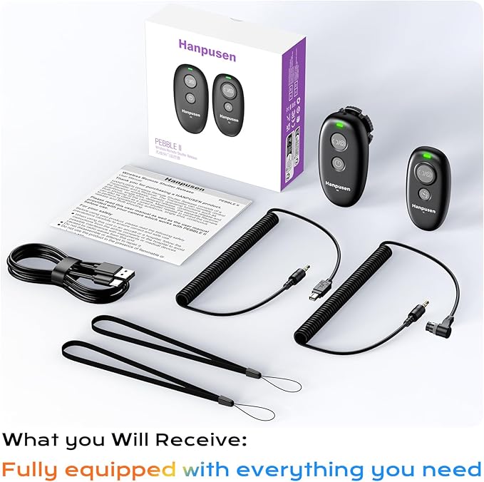 Rechargeable Wireless Camera Remote Control for Nikon P950,Z6 II, D6, D780, D750, Z5, Z7, Z7 II, Z9, Z8, Z6 III, P1100, P1000, Z7, Z6, D850, D5600, D7500,D800, Upgrade Hanpusen Shutter Release